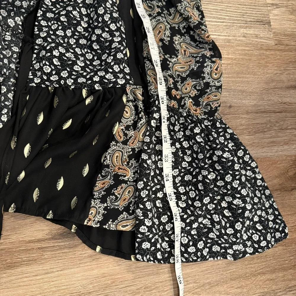 Umgee Kimono Duster Women’s S/M Black Gold Multi Media Ruffle Western Bohemian - Picture 8 of 10